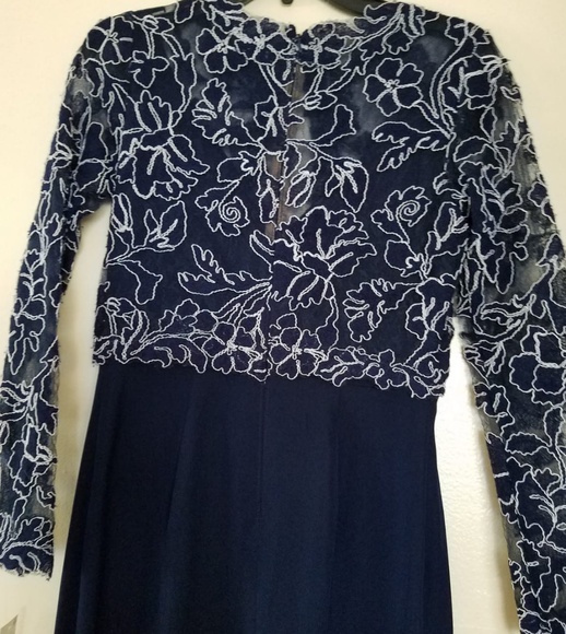 NWT Embroidered Crepe Gown
